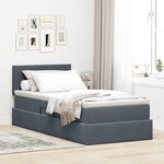 vidaXL Lit de rangement LED avec matelas Gris foncé 90 x 200 cm