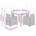 vidaXL Ensemble de bistro de jardin 5 Pièces coussins gris poly rotin