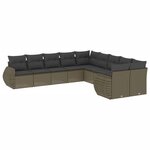 vidaXL Salon de jardin avec coussins 10 Pièces gris clair résine tressée