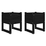 vidaXL Jardinières 2 Pièces Noir 40x40x52 5 cm Bois massif de pin