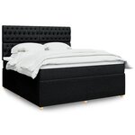 vidaXL Sommier à lattes de lit avec matelas Noir 180x200 cm Tissu