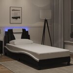 vidaXL Cadre de lit avec LED sans matelas noir et blanc 90x200 cm