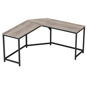 Bureau d’angle 149 x 149 x 76 cm table en forme de L pour travailler et réviser bureau à domicile gain d'espace montage facile style industriel grège et noir 12_0004566