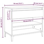 vidaXL Armoire à chaussures Blanc 70x36x60 cm Bois d'ingénierie