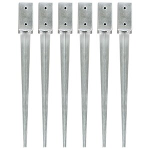 vidaXL Piquets au sol 6 Pièces Argenté 7x7x75 cm Acier galvanisé