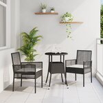 vidaXL Ensemble de Salle à Manger de Jardin 3 Pièces Noir Poly Rotin