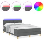 vidaXL Lit à sommier tapissier avec matelas & LED Gris foncé 140x200 cm Tissu