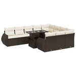 vidaXL Salon de jardin et coussins 11 Pièces marron résine tressée