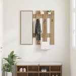 vidaXL Porte-manteau mural avec miroir Chêne artisan 100 x 10 x 100 cm