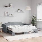 vidaXL Lit de jour avec lit gigogne gris clair 90x190 cm tissu