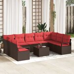 vidaXL Ensemble de Canapés avec coussin 10 Pièces Marron polyrotin