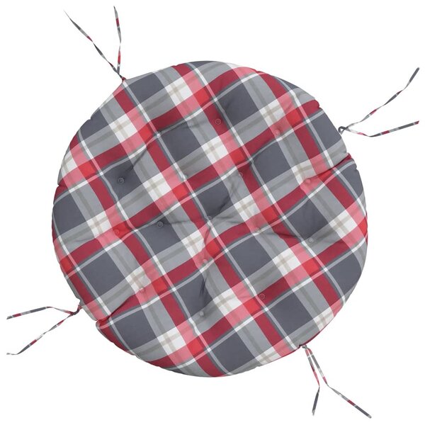 vidaXL Coussin rond motif à carreaux rouge Ø 100 x11 cm tissu oxford