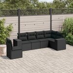 vidaXL Salon de jardin 6 Pièces avec coussins noir résine tressée