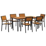 vidaXL Ensemble de salle à manger pour jardin 7 Pièces Noir et marron