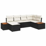 vidaXL Ensemble de canapé de jardin avec coussin 6 Pièces Noir Poly rotin