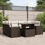 vidaXL Salon de jardin avec coussins 7 Pièces marron résine tressée
