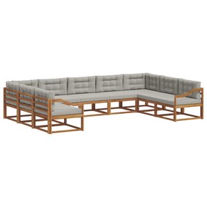 vidaXL Ensemble de canapés d'extérieur 9 Pièces Gris Naturel et Clair