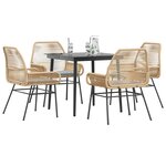 vidaXL Ensemble à manger jardin coussins 5Pièces marron poly rotin verre