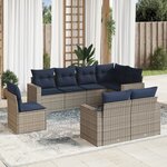 vidaXL Salon de jardin 8 Pièces avec coussins gris résine tressée