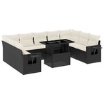 vidaXL Salon de jardin 10 Pièces avec coussins noir résine tressée