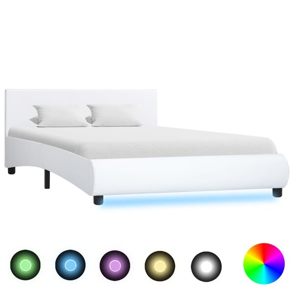 vidaXL Cadre de lit avec LED sans matelas blanc 140x200 cm