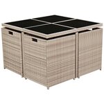 vidaXL Ensemble à manger d'extérieur et coussins 9 Pièces résine tressée
