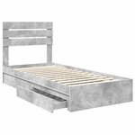 vidaXL Lit de Rangement Gris béton 90 x 190 cm Bois d'ingénierie