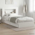 vidaXL Cadre de lit avec rangement Blanc 90 x 200 cm Bois d'ingénierie
