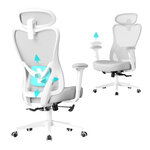 Chaise de bureau ergonomique fauteuil de bureau appui-tête et soutien lombaire réglables supporte jusqu’à 150 kg hauteur réglable gris 12_0007986