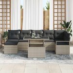 vidaXL Ensemble de canapé de jardin 8 Pièces Gris clair Poly rotin
