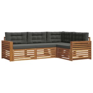 vidaXL Ensemble de canapés d'extérieur 4 Pièces Naturel et Anthracite