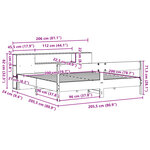 vidaXL Lit bibliothèque sans matelas blanc 200x200 cm bois pin massif