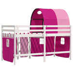 vidaXL Lit mezzanine enfants avec tunnel sans matelas rose 80x200 cm
