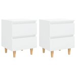 vidaXL Tables de chevet pieds en pin 2 Pièces blanc brillant 40x35x50 cm