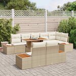 vidaXL Ensemble de canapé de jardin 9 Pièces Beige Poly rotin
