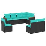 vidaXL Salon de jardin 8 Pièces avec coussins noir résine tressée