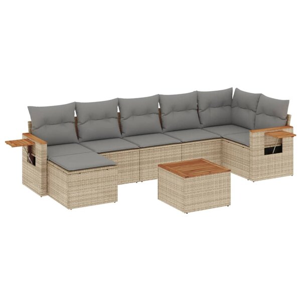 vidaXL Salon de jardin avec coussins 8 Pièces beige résine tressée
