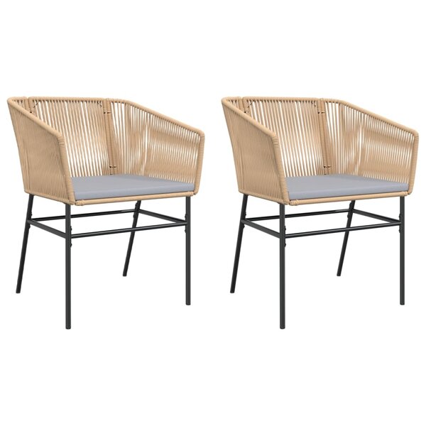vidaXL Chaises de jardin lot de 2 et coussins marron rotin