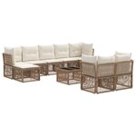 vidaXL Ensemble de canapé de jardin 10 Pièces Beige polyrotin
