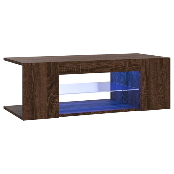 vidaXL Meuble TV avec lumières LED Chêne marron 90x39x30 cm