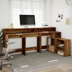 vidaXL Bureau avec lumières LED vieux bois bois d'ingénierie