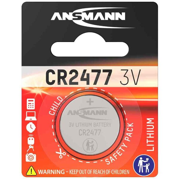 Pile Lithium CR2477  3 Volt  1.000 mAh ANSMANN