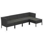 vidaXL Salon de jardin 5 Pièces avec coussins résine tressée noir