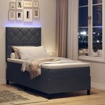 vidaXL Lit à ressort LED avec matelas Gris foncé 90 x 190 cm tissu