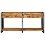 vidaXL Tables console avec tiroir 2 Pièces Marron Bois de Mangue Massif