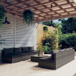 vidaXL Salon de jardin 9 Pièces avec coussins Résine tressée Gris