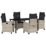 vidaXL Ensemble de salle à manger de jardin 5 pièces avec coussins - Rattan poly gris clair
