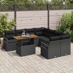 vidaXL Ensemble de canapé de jardin 9 Pièces Noir Poly rotin
