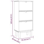 vidaXL Armoire à chaussures OTTA avec 3 tiroirs Marron Bois massif pin