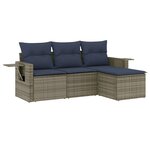 vidaXL Salon de jardin 4 Pièces avec coussins gris résine tressée